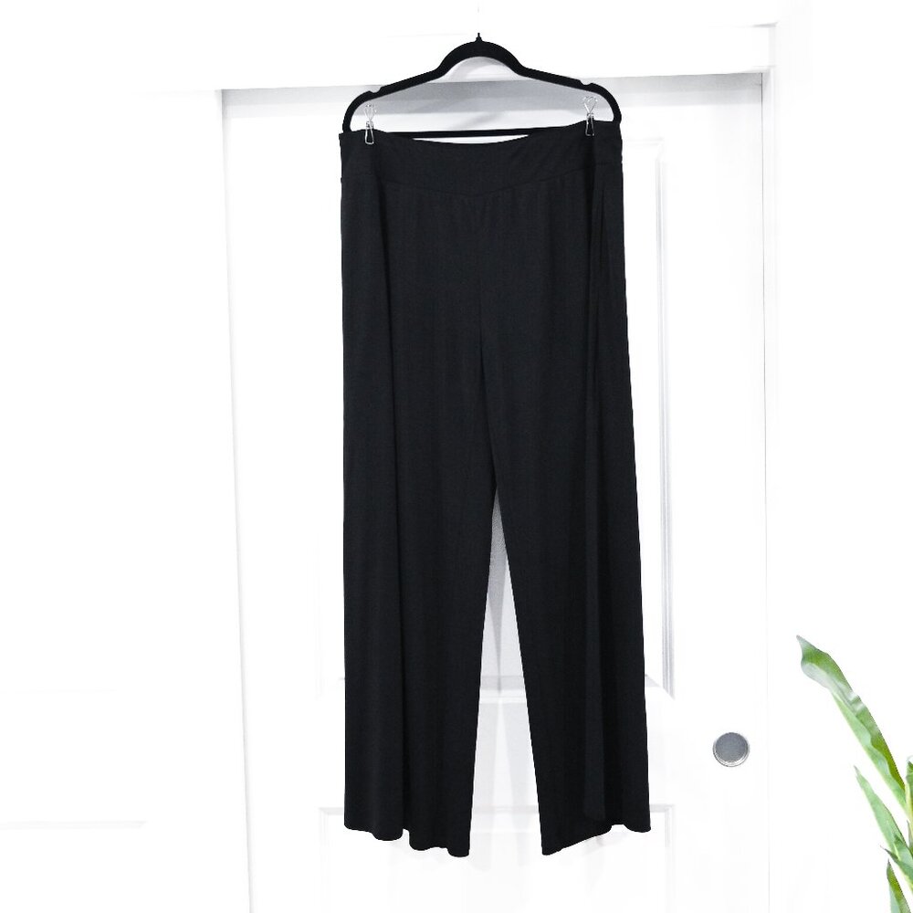 Eileen Fisher Size Large 100% Silk Black Wide Leg Pants